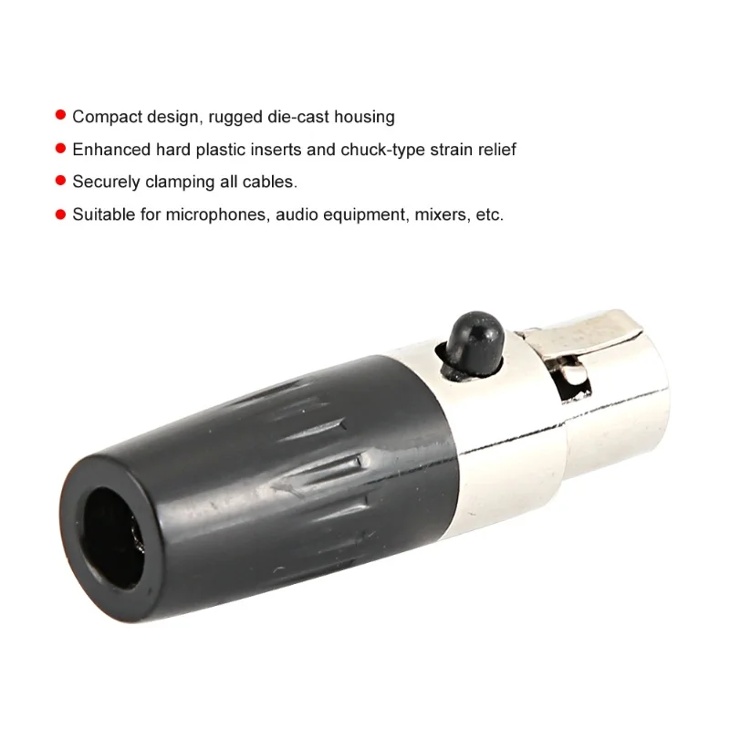 5pcs 4-Core Female Plug Mini XLR Audio Microphone Connector