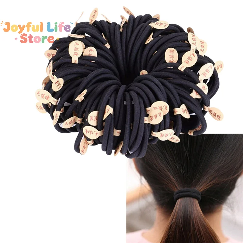 Hot Sale 10Pcs 4mm Black Elastic Hair Ropes, Thick Hair Bands for Girls