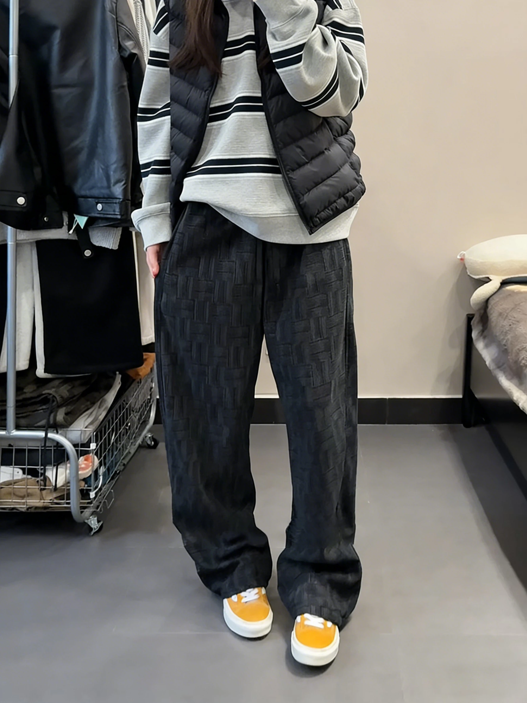 

Мужские широкие брюки Bla Dyed с начесом, утепленные, прямого кроя, свободные, повседневные, из струящейся ткани