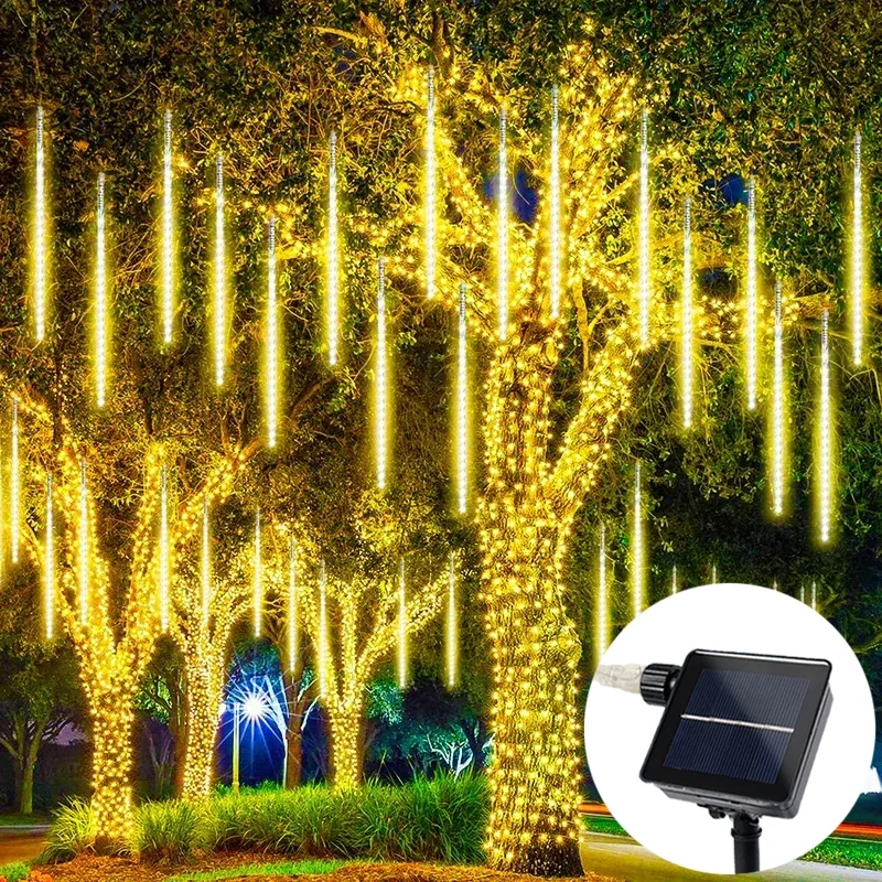 Imagem -03 - Meteor Shower Solar Led String Lights Fairy Guirlanda Decorações de Árvore de Natal Outdoor Garden Street Lights Tubos 30 cm 50cm