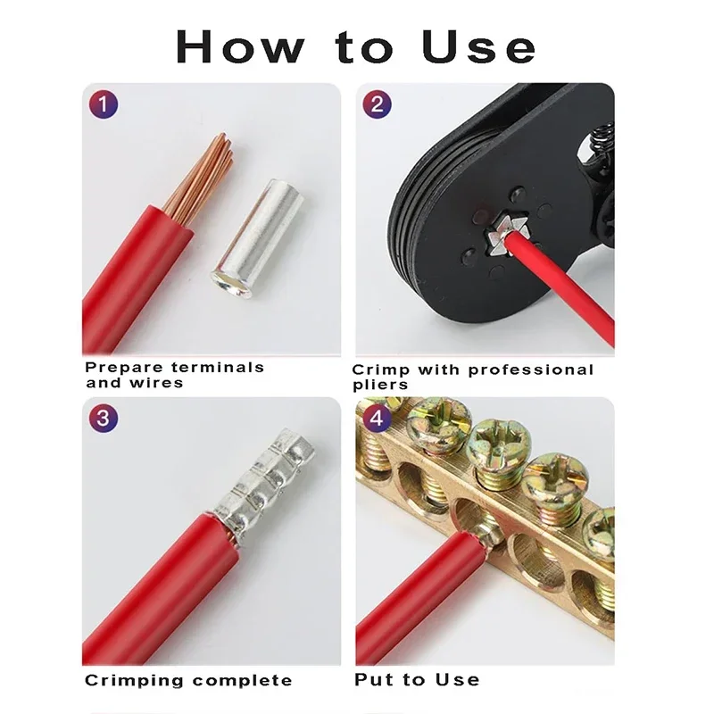 100PCS EN Series Non-Insulated Wire Connector Ferrules Electrical Cable Terminal Copper Bare Tinned Crimp Terminal 22-10 AWG