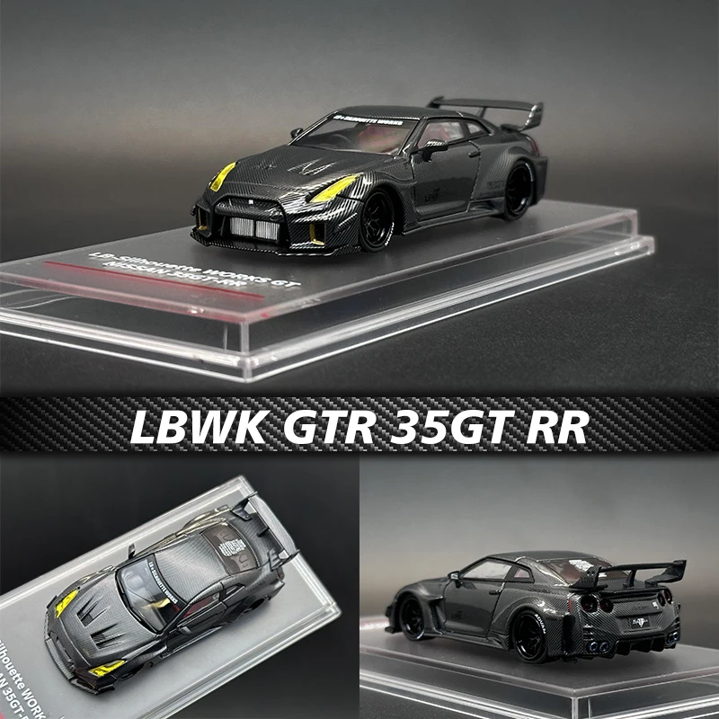 

CM In Stock 1:64 LBWK GTR R35 Super Silhouette 35GT-RR Full Carbon Black Diecast Diorama Car Model Collection Miniature Toy