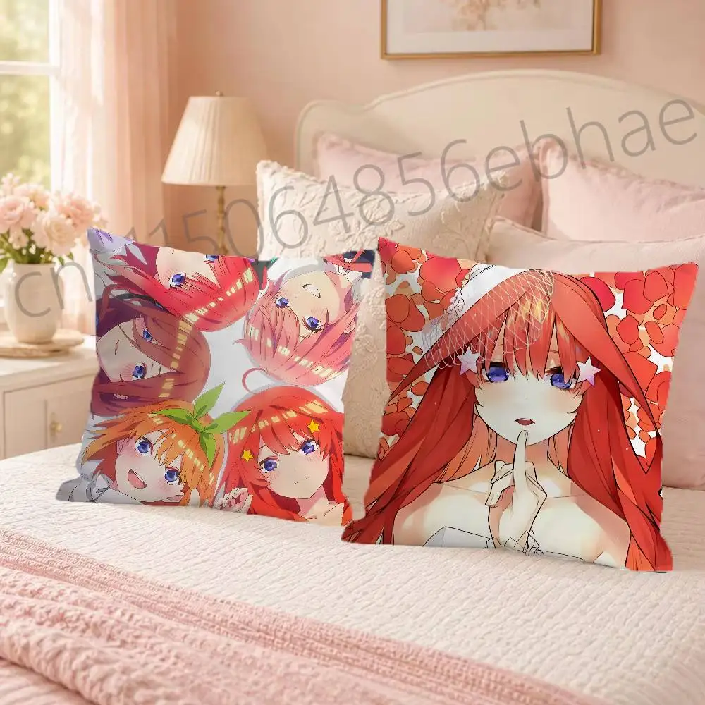 FOR The Quintessential Quintuplets Throw Pillow Cover 2D Double-Sided Print Soft Cushion Case for Home Sofa Bedroom Car