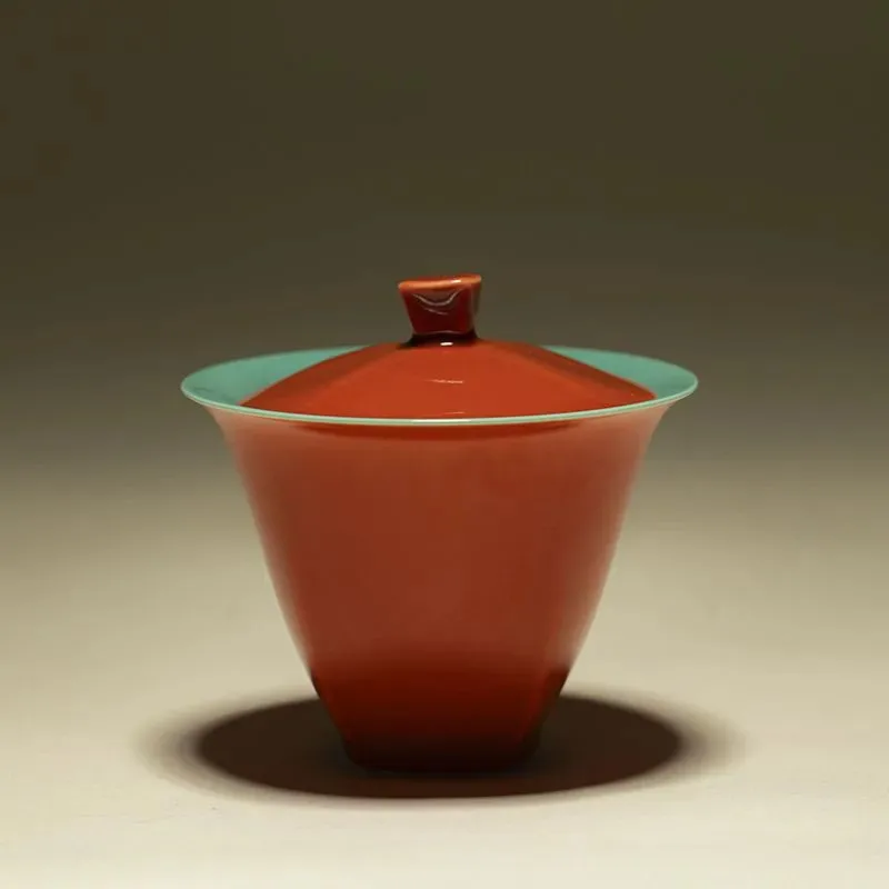 2026 Chinese Style Handmade Red Thin Tire Cup Tea Bowl Ceramic Home Kung Fu Tea Cup Heat-proof Single Tea Ceremony Bowl ZI337
