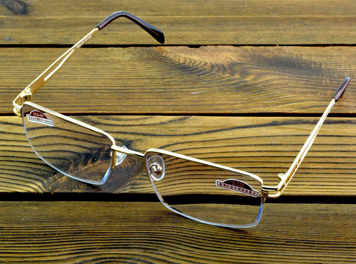 

Half-rim Rectangle Business Progressive Multifocal Reading Glasses +0.75 To +4 See Near and Far