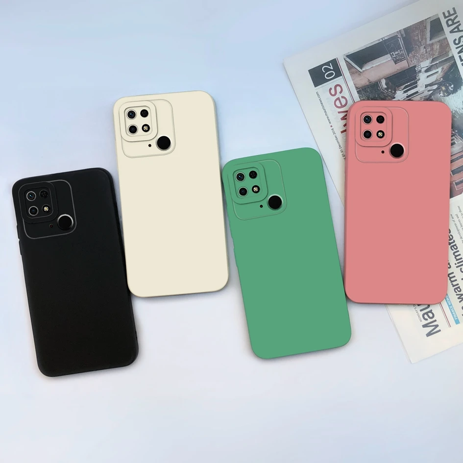 For Xiaomi Redmi 10C 12C 11A 10 Power Case Coques Fashion Back Cover Square Liquid Silicone Case For Redmi 10 C 12 C 11 A Fundas