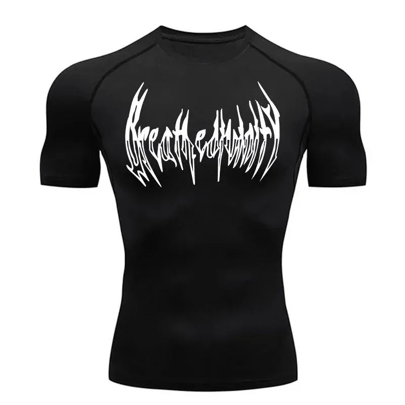 Men's Compression T-Shirt Sportswear for Fitness Muscle Gym Fitness High Elasticity Sweat Absorbing Tight Fit Sweatshirt Elastic