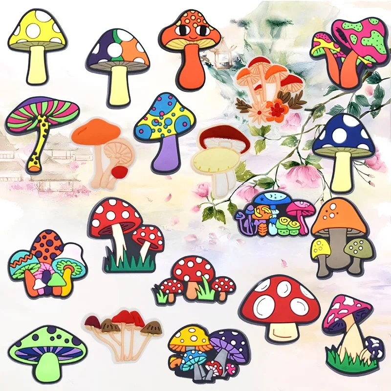 

Shoe Charms for Crocs Accessories Color Mushroom Shoes Charm for Croc Decorations Pins Men Accessory Jeans Woman Clogs Clips