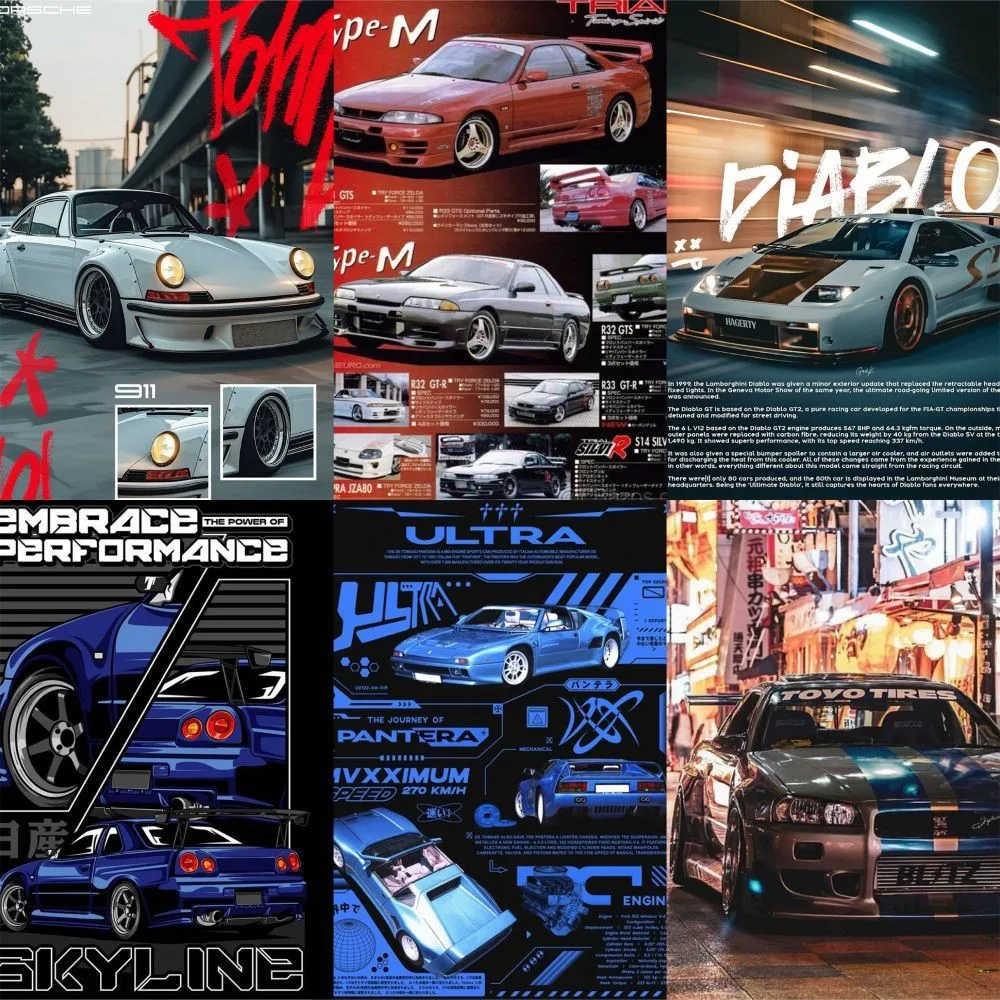 مجموعة ملصقات JDM Tokyo Midnight مكونة من 63 قطعة - مطبوعات فنية نيون الانجراف مع فتحات محرك ثلاثية الأبعاد (متجر عوالم الرسوم المتحركة)