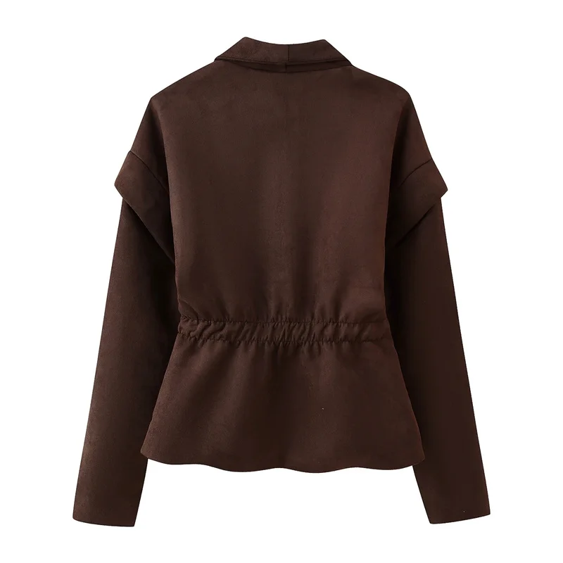 2025 Fashion Suede Suit Jacket Women's Short Blazers Spring Autumn Single-button Casual Top Coat Streetwear Lady Slim Outerwear