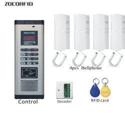 DIY RFID  Audio Building Intercom System Phone Handset With 2-wire For Apartment No-Visual Device Multi Button