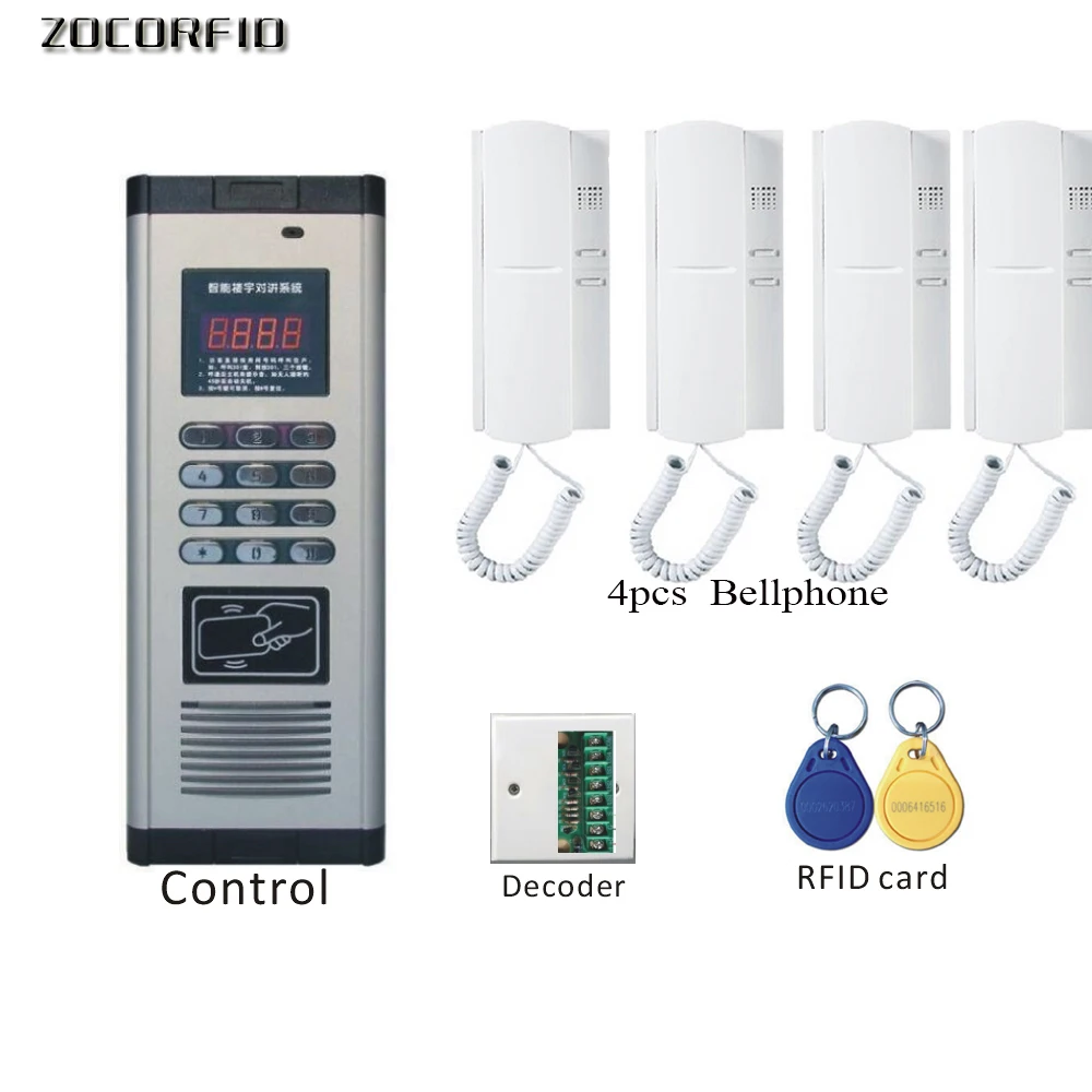 Home 6 Sistema Audio do Intercomunicador do Edifício do Rfid Aparelho do Telefone com Fios para o Apartamento Dispositivo Nenhum-visual Multi Botão Diy