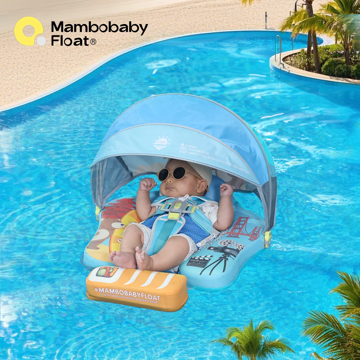 Mambobaby Float No Risk of Air leak Canopy Comfort Skin-friendly Design Baby Swimming Ring Toddler Pool Float Infant Water Float