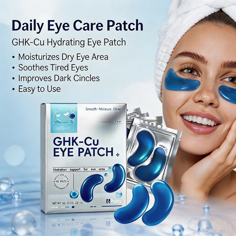 6pairs GHK‑Cu Eye Patch Blue Copper Peptide Under‑Eye Mask Gentle Moisturizer Rejuvenate Soft Smooth Eye Skin Reduce Dark Circle