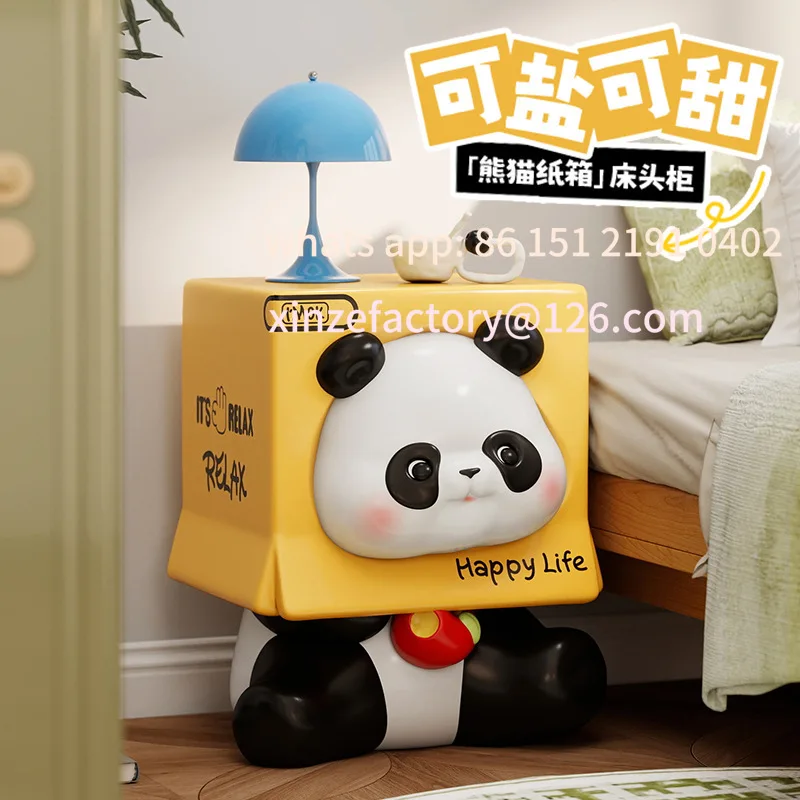 

Customizable panda floor ornament bedroom cartoon bedside table decoration living room cute sofa side few birthday gifts