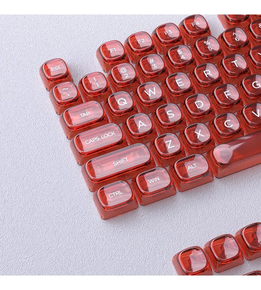 Keycap Personality Red Transparent Keycap HOA Small Full Set of 132 Keys PC Mechanical Keyboard Full Transparency