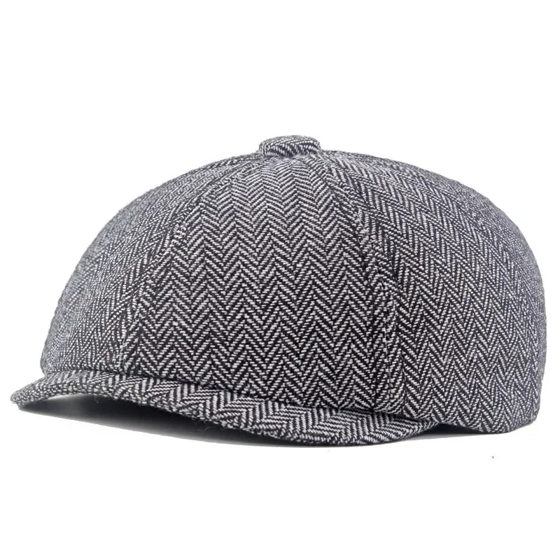 

Autumn and Winter Polyester Solid Newsboy Caps Flat Peaked Cap Men and Women Painter Beret Hats 152