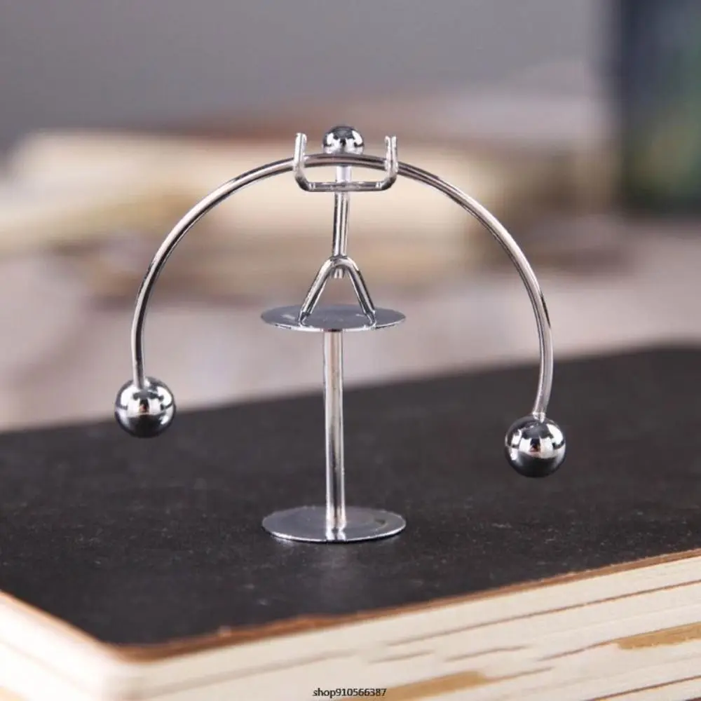 Stainless Steel Balance Ball Toy Pendulum Cradle Home Decor Balance Iron Man Ornaments Weightlifter Kinetic Art