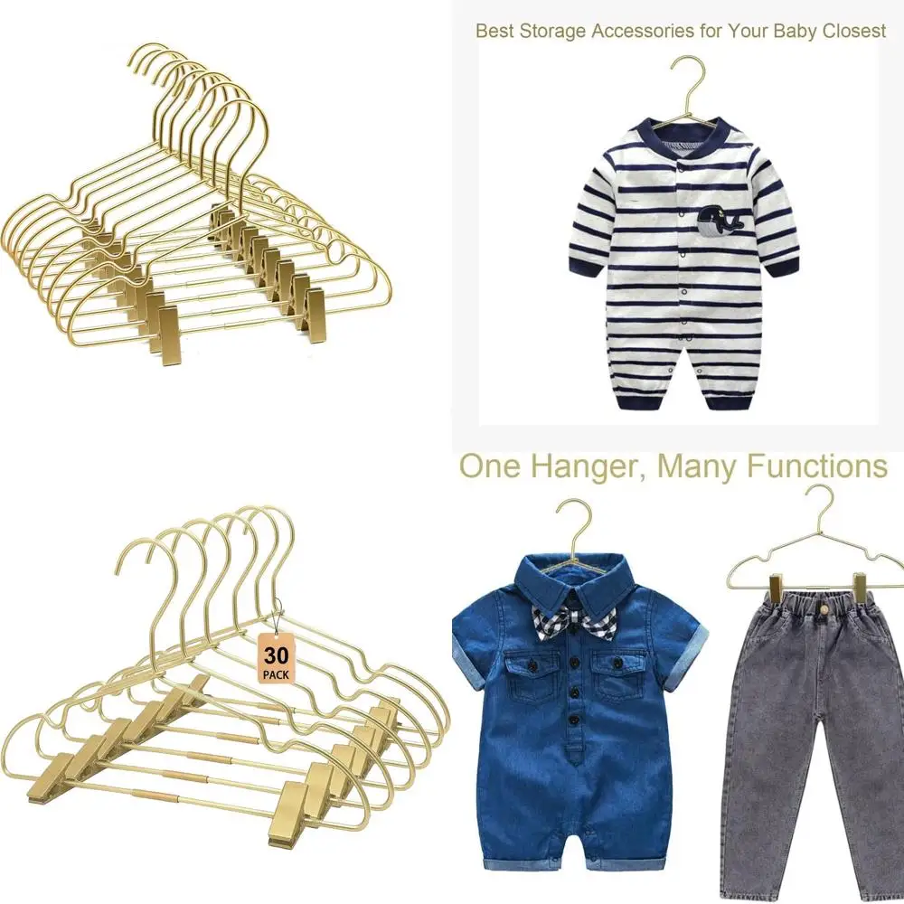 

12.6 Heavy-Duty Metal Hangers for Kids, 30-Pack Non-Slip Coat Hanger Organizer for Baby Clothes Storage