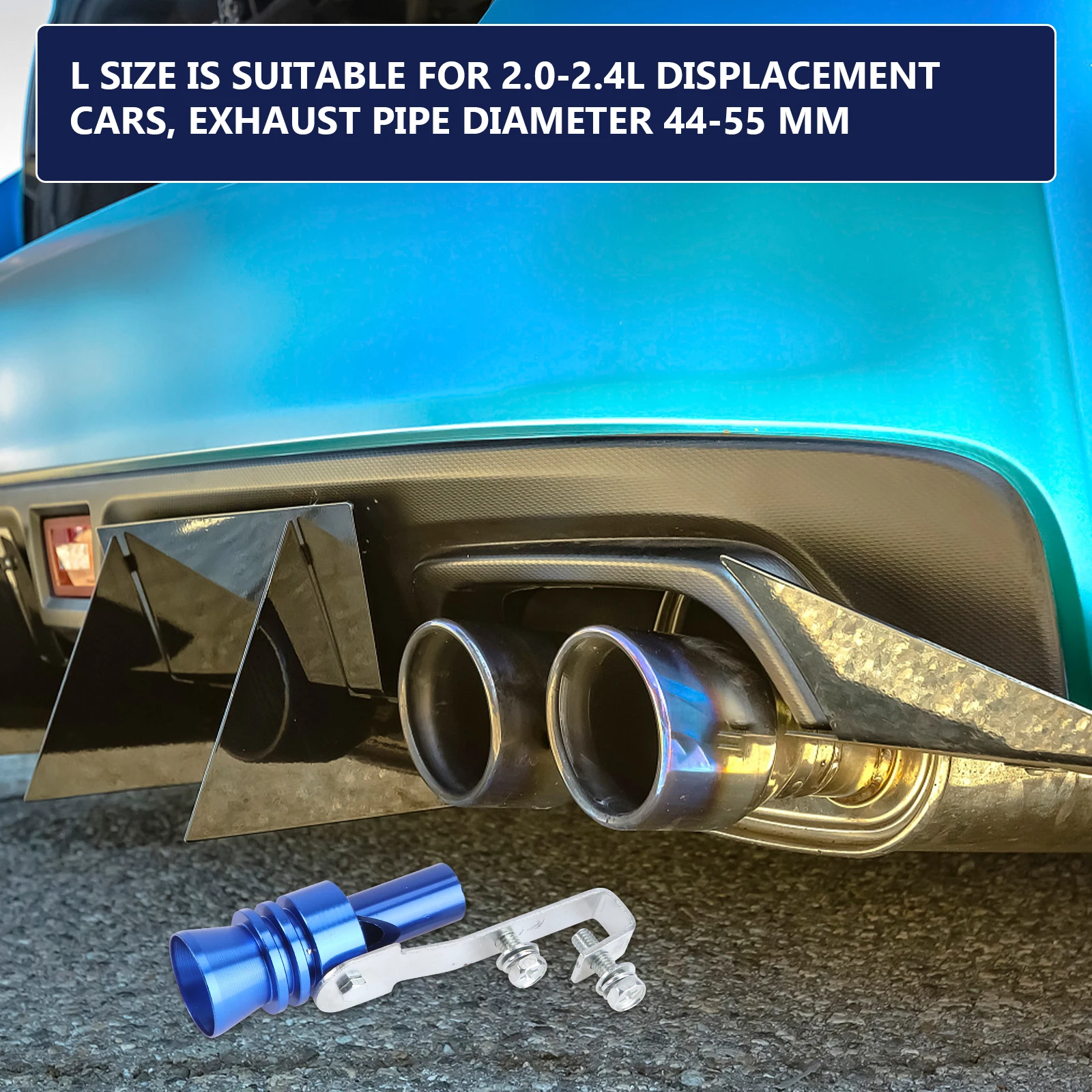 

2pcs Car Tuning Turbine Whistle Exhaust Sounder Loud Noise Maker Installation For Vehicle Tailpipe Simulator Blue Size