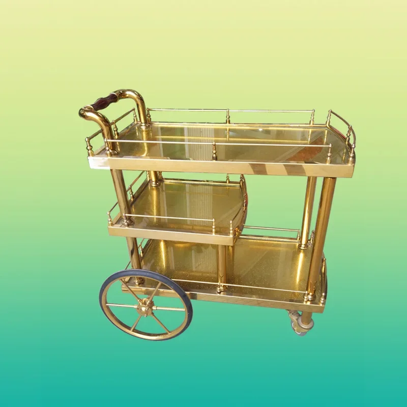 Hotel Restaurant Dining Cart Three-layer Titanium Royal Wine Cart KTV Beverage Tea Hand Push Service Food Delivery Cart