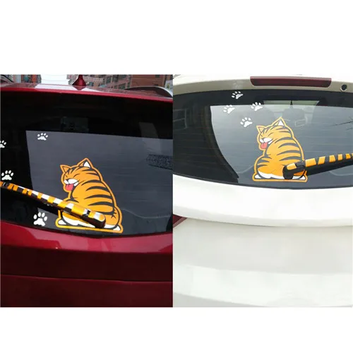 Funny Cat Moving Tail Stickers Window Wiper Decals Rear Windshield Decor Sticker