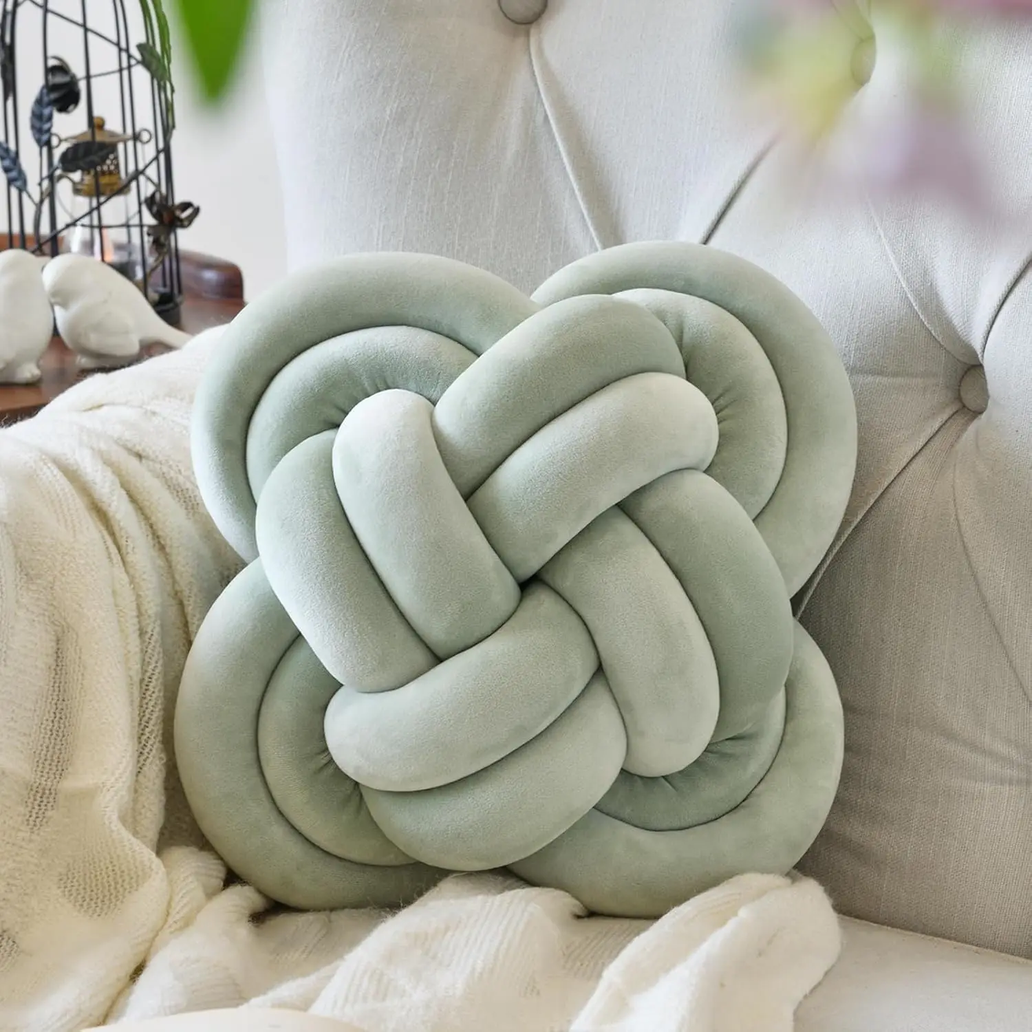 

Woven Knotted Ball Pillow Gaming Chair Back Stuffed Cushion Cute Plush Throw Pillow Sofa Decorative Cushion Home Accessories