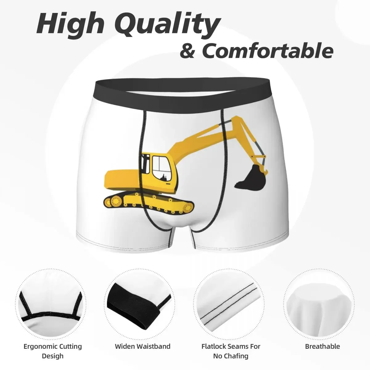 Boxer Underpants Shorts Excavator Construction Truck Panties Men's Ventilate Underwear for Homme Man Boyfriend Gift