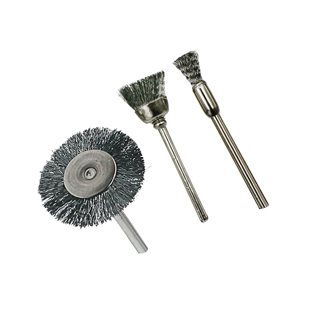 Cepillo de alambre eléctrico, rueda de alambre, herramienta rotativa, eliminación de óxido, acero inoxidable, rueda de alambre, desoxidación, nuevo juego de 3 piezas
