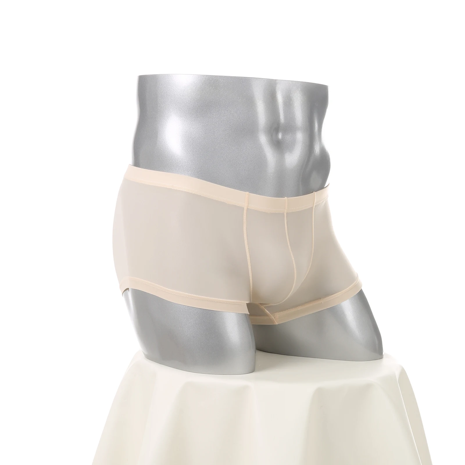 Sexy Men Underwear Ice Silk Mini Boxers Shorts Transparent Ultra Thin Panties Man See Through Underpants Homme Cuecas