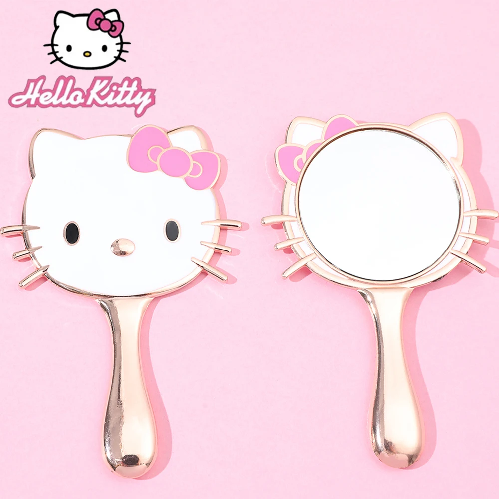 Sanrio Hello Kitty Mini Hand-held Makeup Mirror Cute Hello Kitty Portable Single Handle Mirror for Spa Accessory Gifts