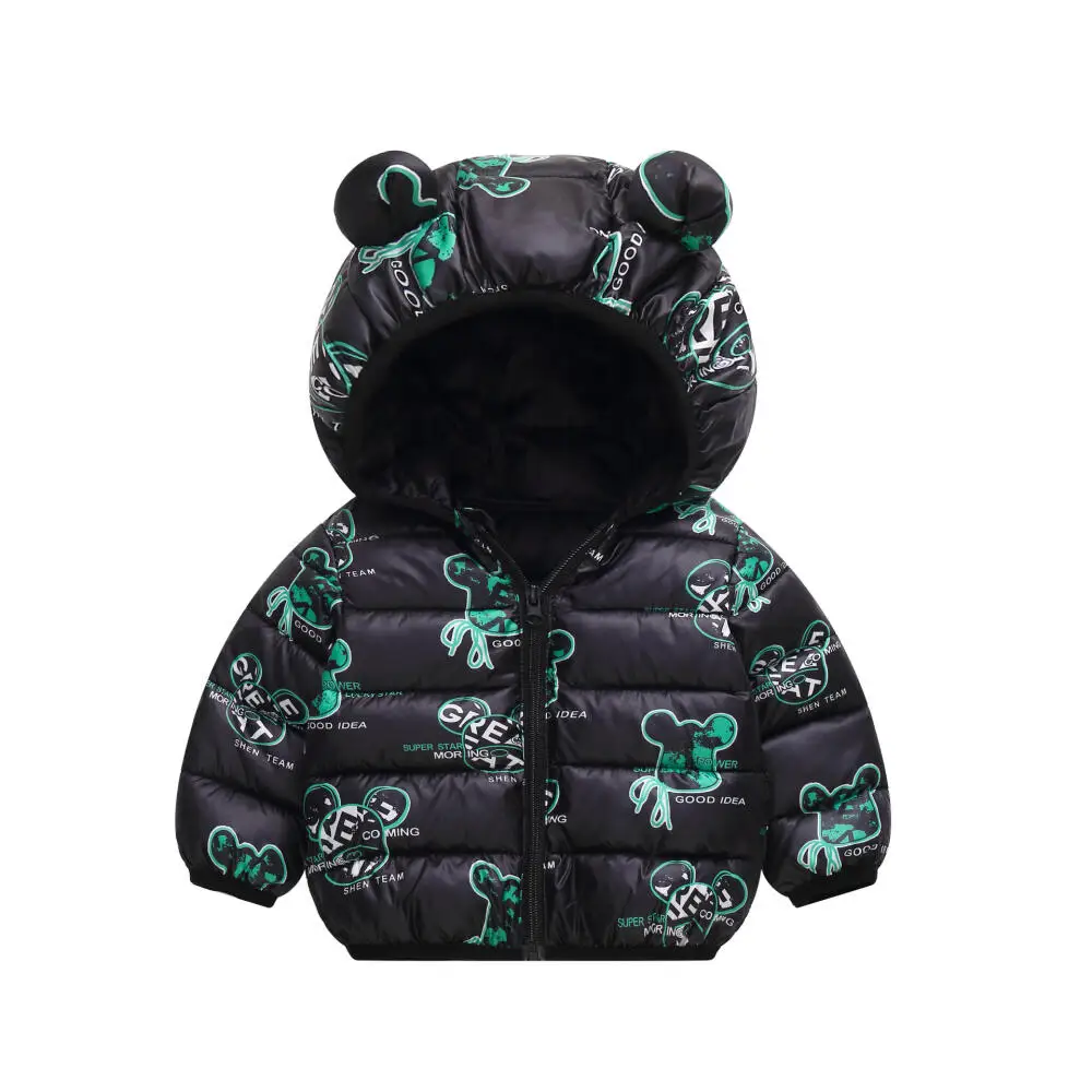 Lightweight Down Jackets for Children, Cartoon Printing, Warm Cotton Coat, Top Clothes for Kids, Girls and Boys, Outdoor,Winter