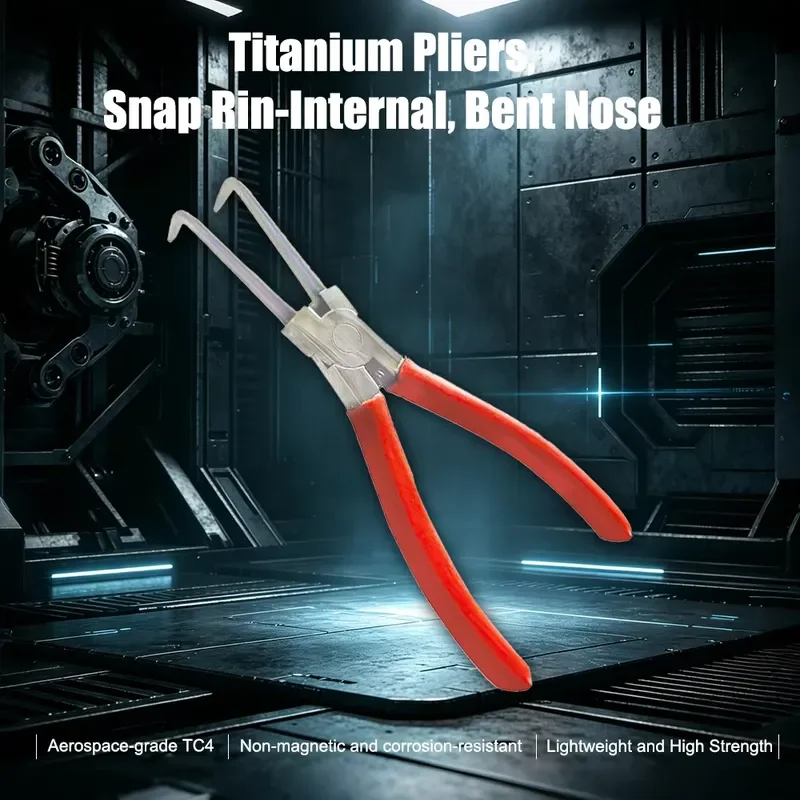 HENITUER H054 Titanium alloy pliers, inner clasp type, curved nozzle, 6 inches, non-magnetic tool, corrosion-resistant