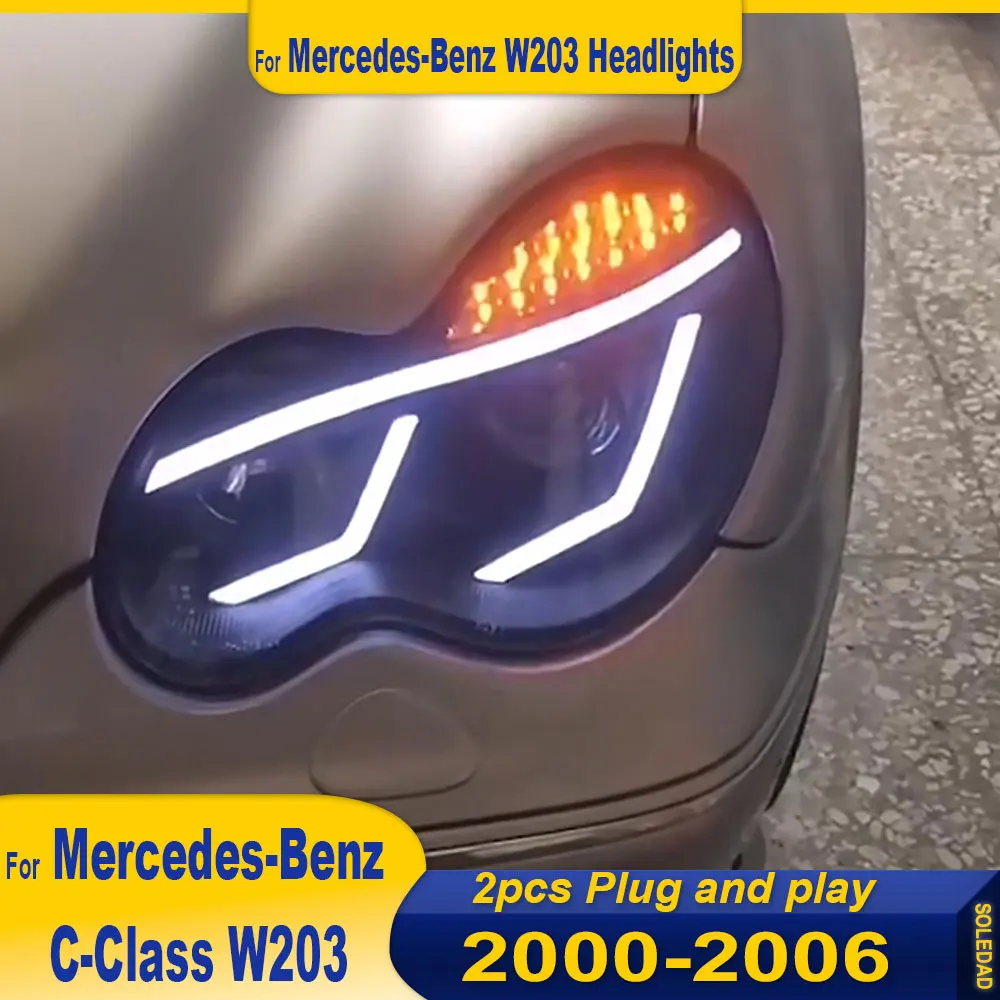 

LED Headlights For Mercedes Benz C CLASS W203 2000-2006 C200 C230 Car HeadLamp DRL Dynamic Signal Lamp Front light Assembly 2pcs