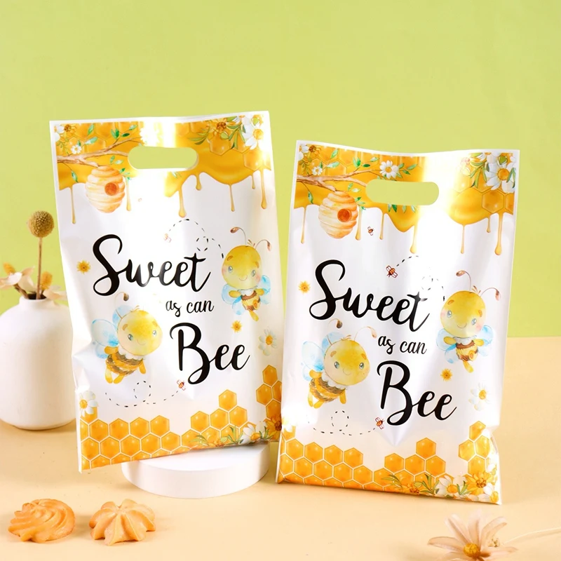 Sacs cadeaux pour bonbons Sweet Bee, sacs d'emballage pour biscuits, pour l'été, thème abeille, fournitures pour fête de premier anniversaire, 10/20/50 pièces