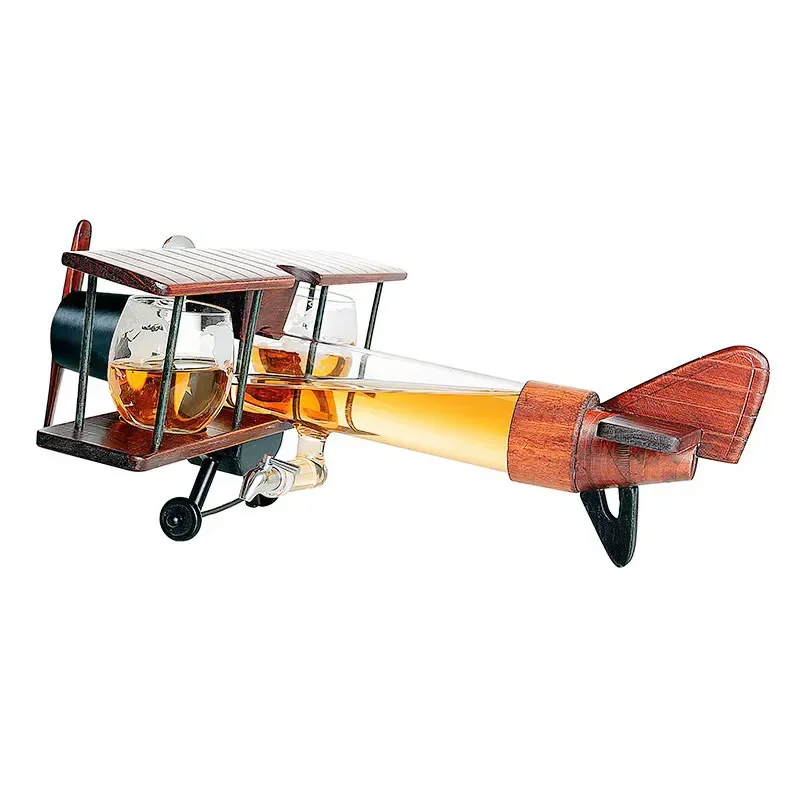 Creative Airplane Shaped Glass Decanter for Whiskey and Wine High Borosilicate Transparent Spirit Dispenser Unique Barware