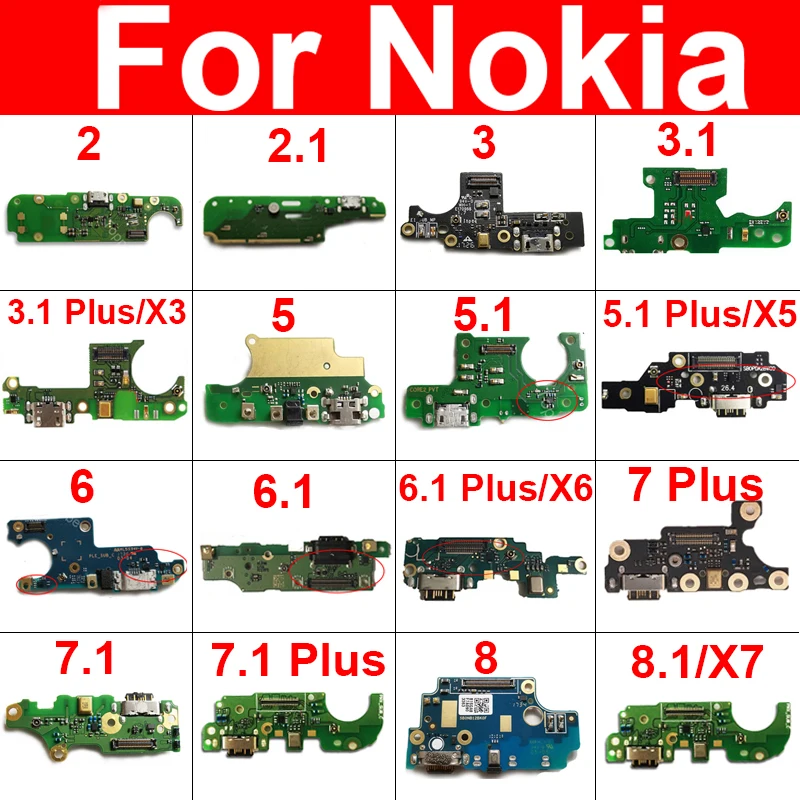 Usb Charger Jack Prot Board For Nokia 2 2.1 3 3.1 5 5.1 6 6.1 7 7.1 8 8.1 Plus X5 X6 X7 Chargring Plug Dock Board Repair