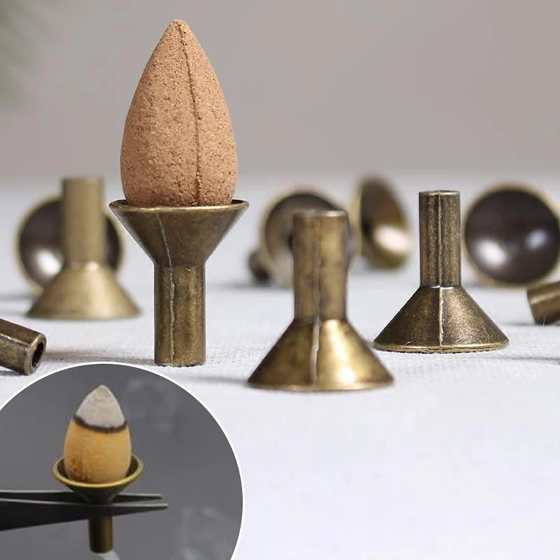 [E] 10pcs Holder Burner Cone Coil Backflow Holders Stick Catcher Ash Waterfall Censer Filter Mini Incent Stand Storage Metal