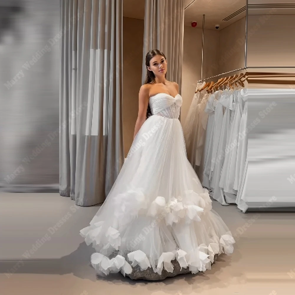 2025 Mooie A-lijn Trouwjurken Voor Dames Modern Sexy Mouwloos Ruglooze Bruidsjurken Dweillengte Robe De Mariee Aangepast