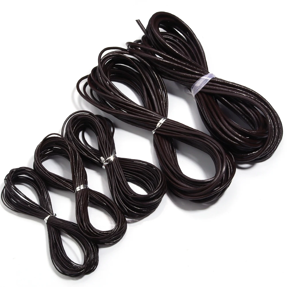 10yard/lot 1-4mm Genuine Leather Cords  Vintage Round Thong Rope For Jewelry Making DIY Leather Bracelet Necklace String