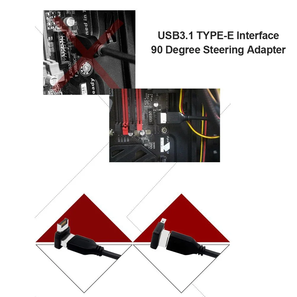 USB Header Adapter Computer Motherboard Type-C USB3.1 Type-E 90 Degree Converter Computer Accessories