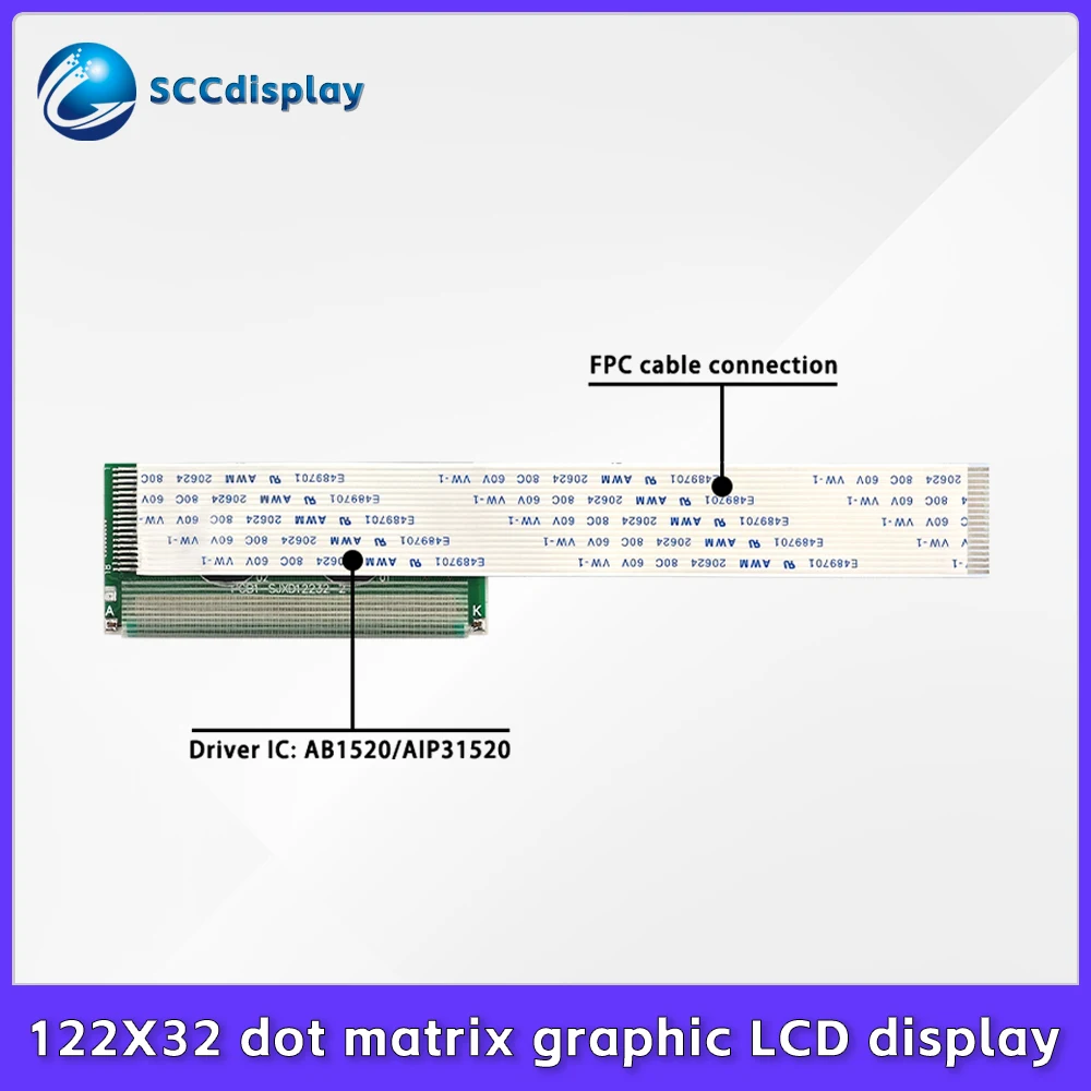 High contrast LCD screen JXD12232-2 Multi-mode optional ultra-thin game console 122X32 dot matrix screen With backlight