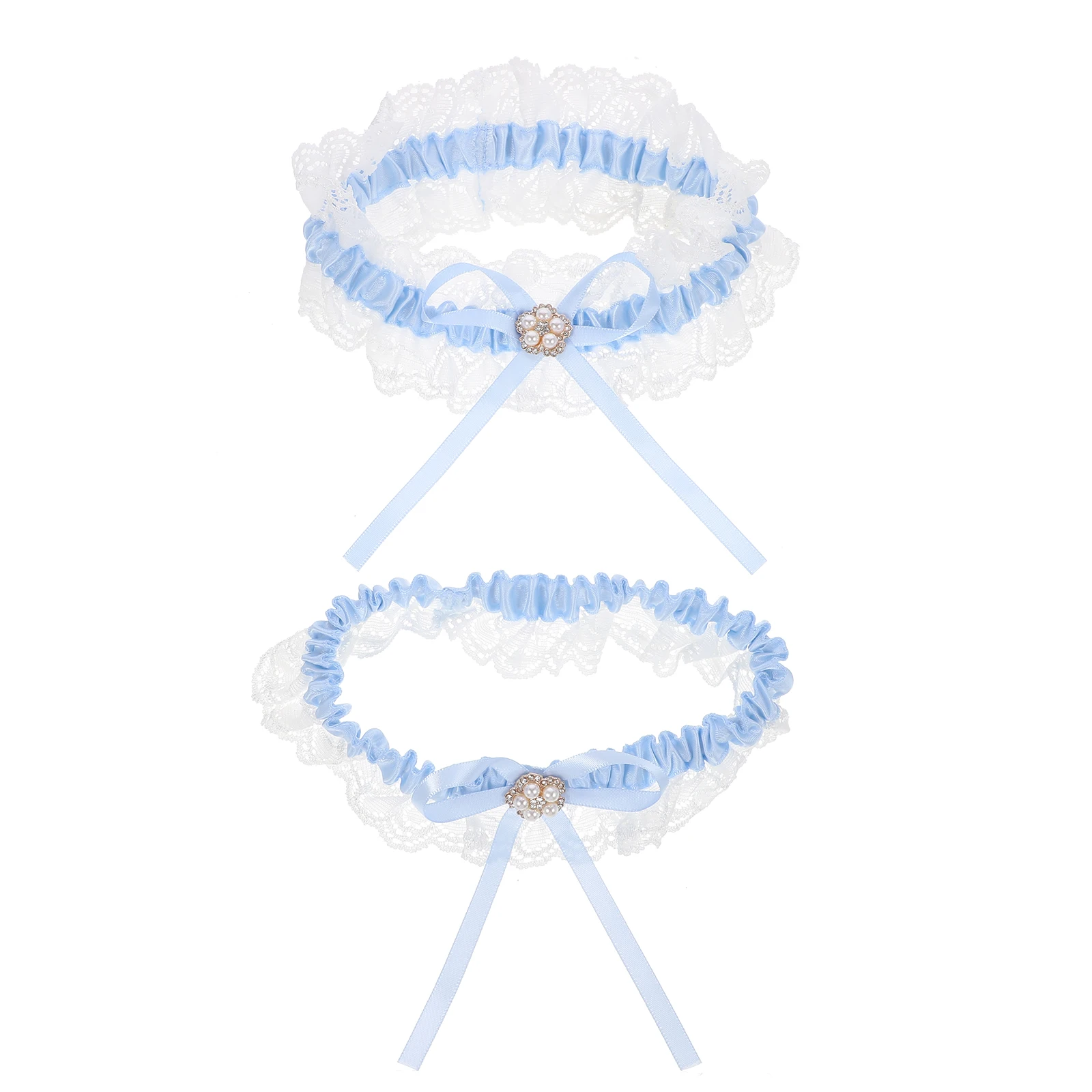 

1Set Bride Garters Lace Bowknot Elastic Thigh Bands Wedding Leg Bands Comfortable Leg Ornament for Special Occasions