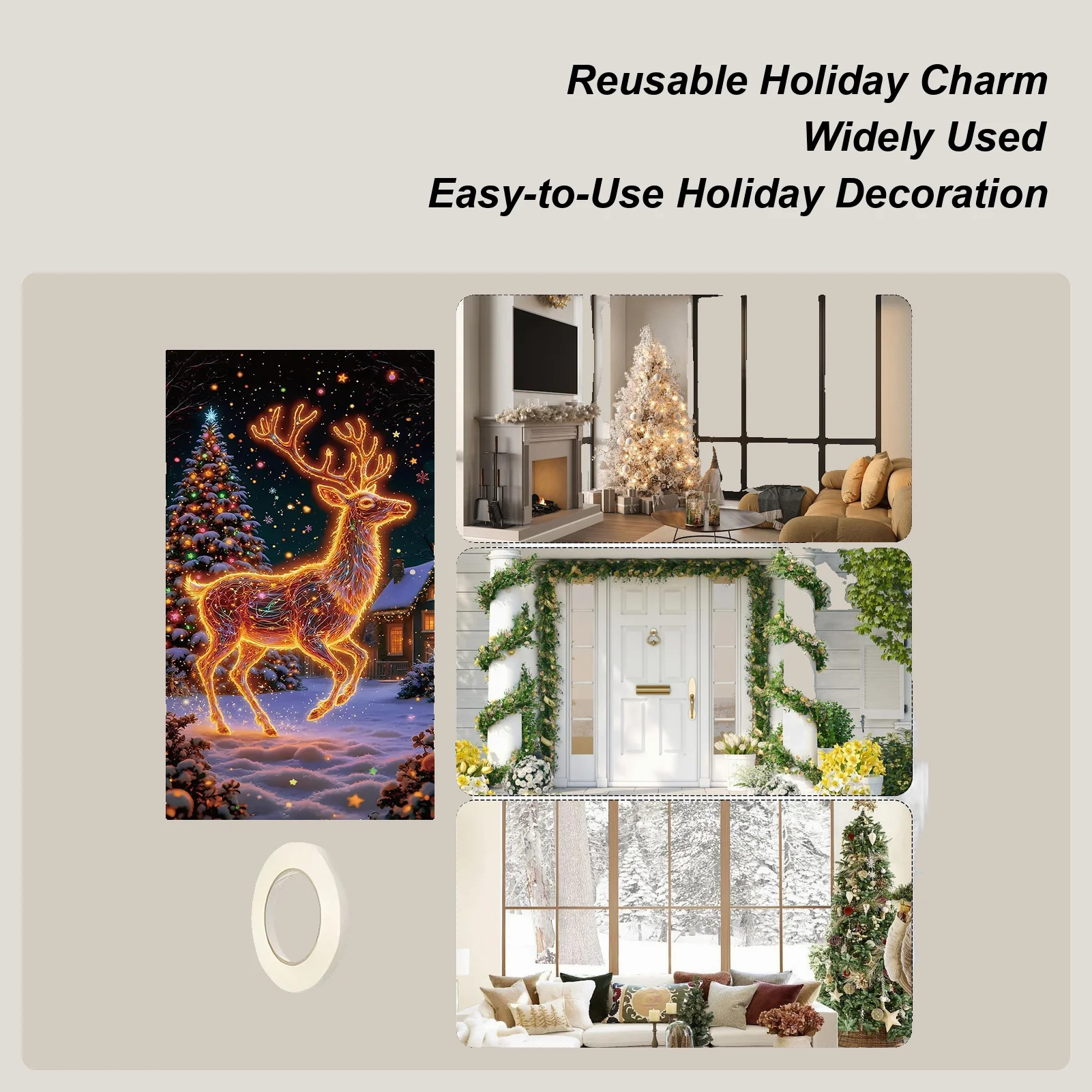 Decoraciones navideñas para puertas, cartel fluorescente de 70x35 pulgadas, pancarta familiar para puerta delantera, porche, granja, interior y exterior