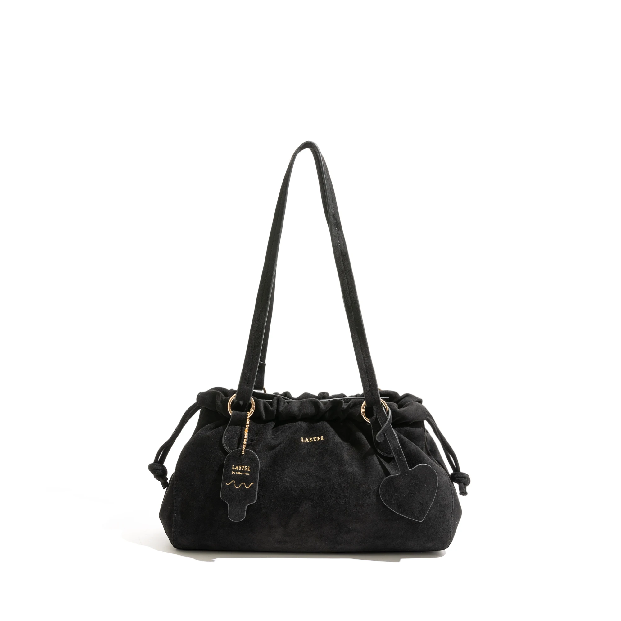 MABULA Vintage Design Pleated Suede Cloud Bag Fashionable Classic Drawstring Shoulder Bag for Vacation Daily Women's Armpit Bag