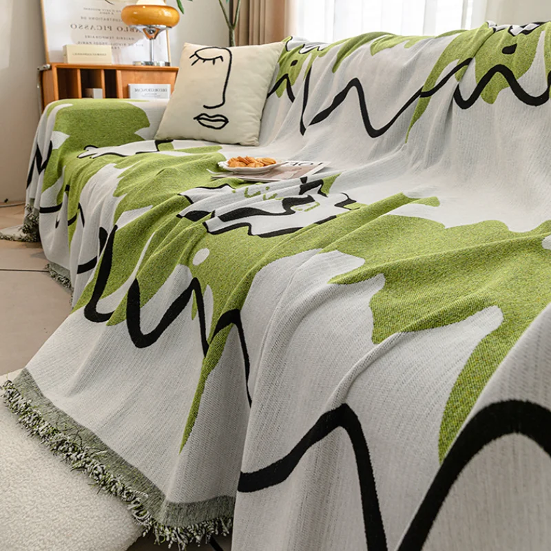 

Полотенце для дивана с скандинавским принтом на все сезоны, многофункциональное наколенное одеяло для гостиной, мягкая грязеотталкивающая защита для мебели