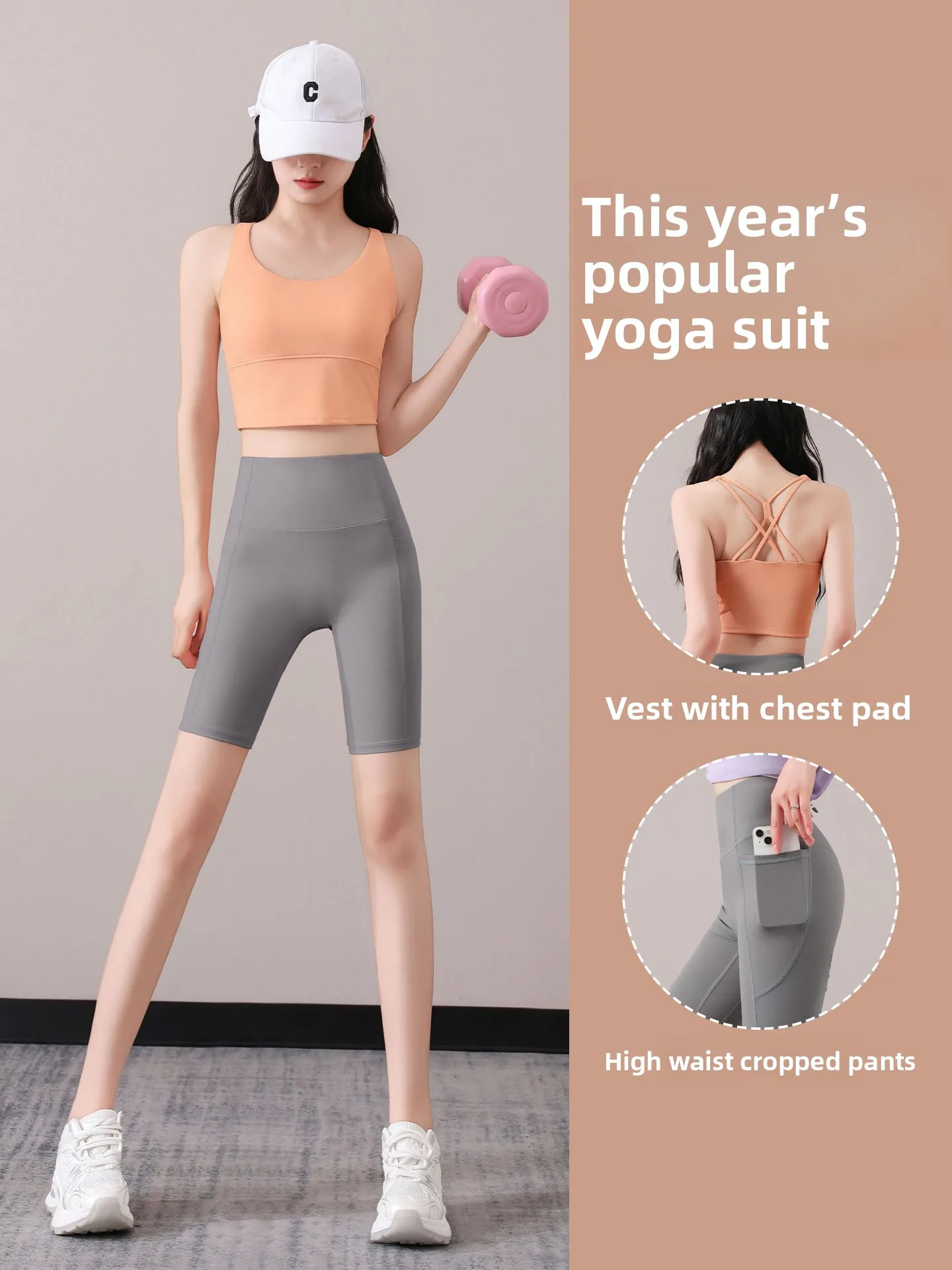 

Women's Yoga Fitn Outfit Set High Waist Thin Qui Dry Running Sports Vest Qui Dry ort Pants Two Piece Set Spor Sle