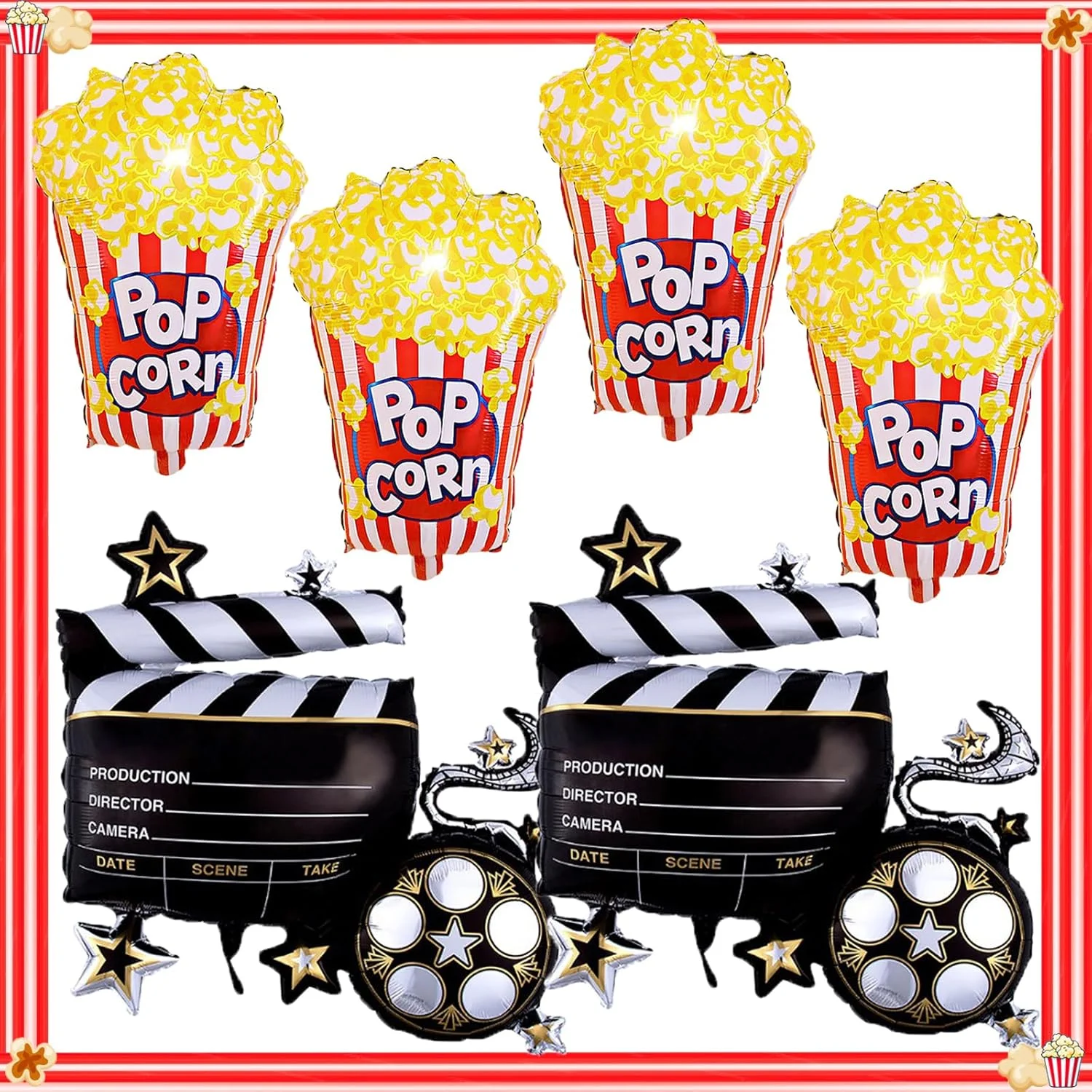 Globos de fiesta nocturna de película, globos grandes de palomitas de maíz para cumpleaños, Baby Shower, carnaval, noche de película, decoraciones para fiestas temáticas