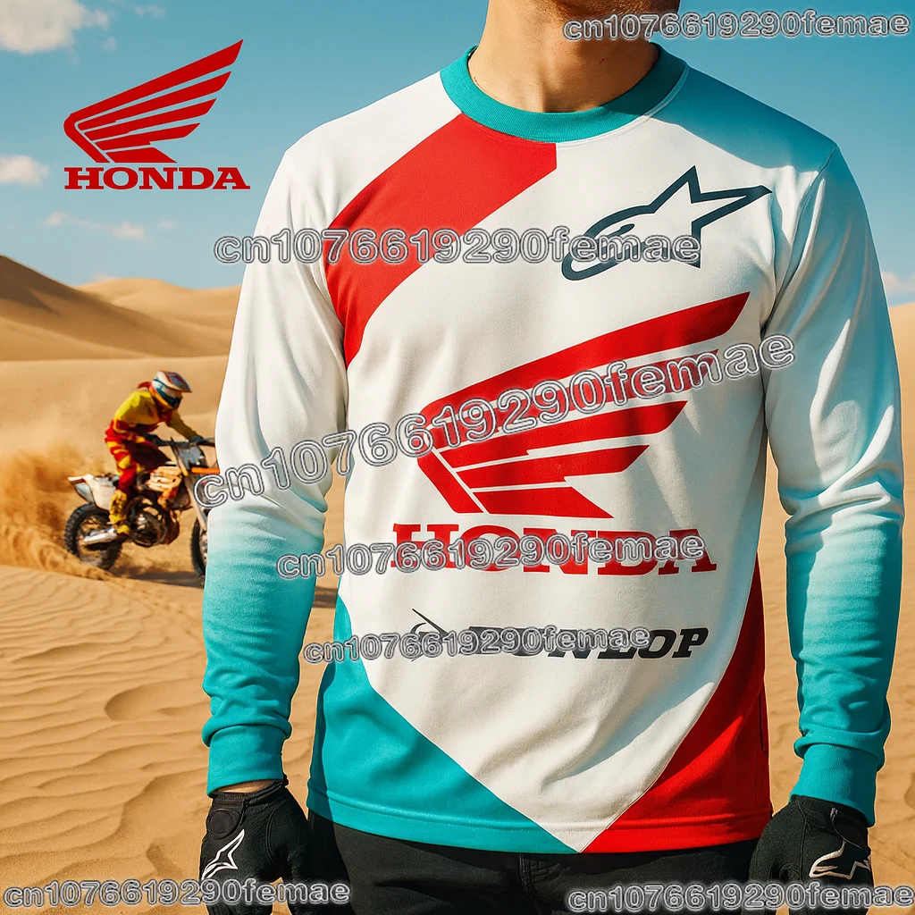 قميص ركوب مريح بأكمام طويلة من Honda للدراجات النارية سريع الجفاف وجيد التهوية لعشاق السباق الجبلي للدراجات الترابية