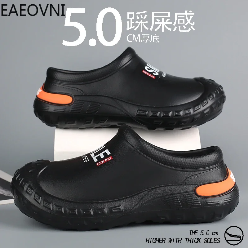 Comfortable Men's Slippe Eva Slippers Young Fashion Round Toe Water Proof Anti-wear EAEOVNI Slip-on Popular Model Shoes for Home